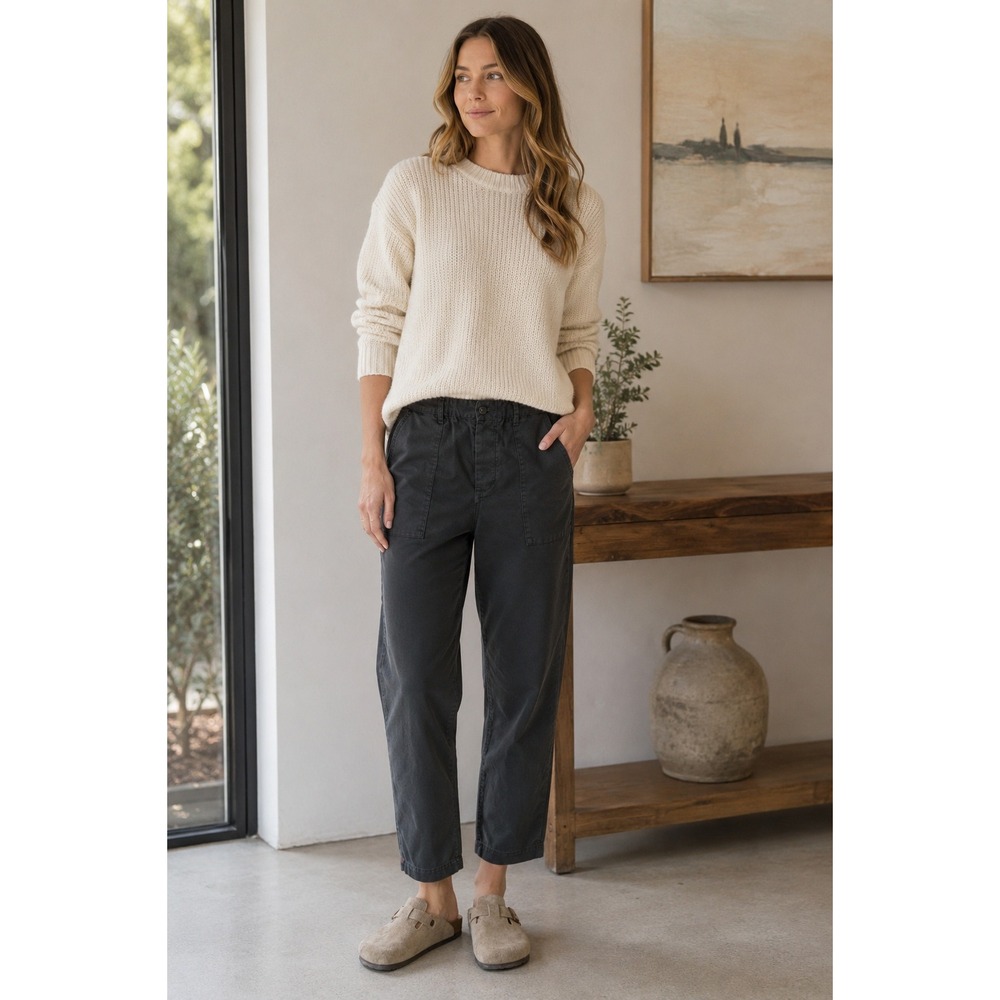 Xirena Womens S Washed Black Utility Pants Ankle Cargo Relaxed Fit NWT